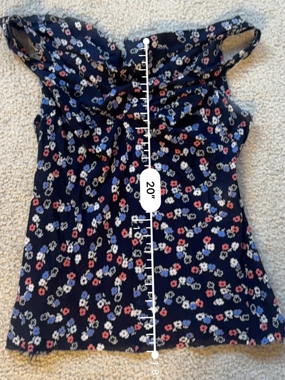 Junya Watanabe Comme Des Garcons CDG Floral Sleeveless Navy Cotton Top